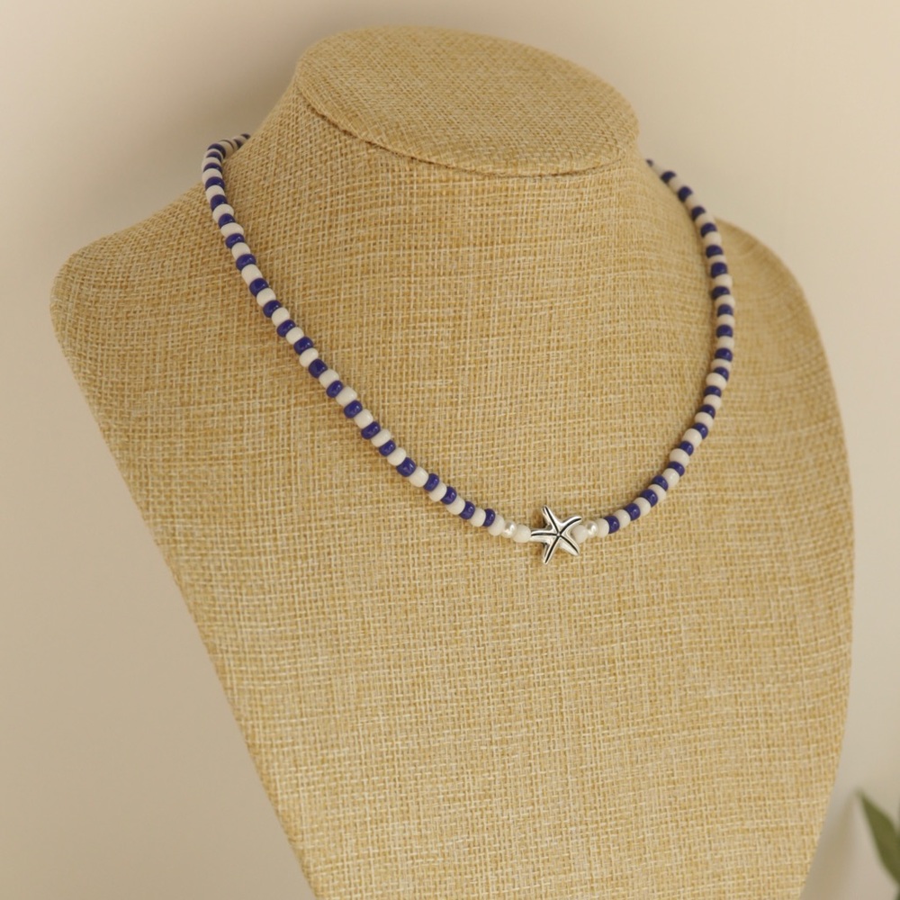Navy and White Necklace